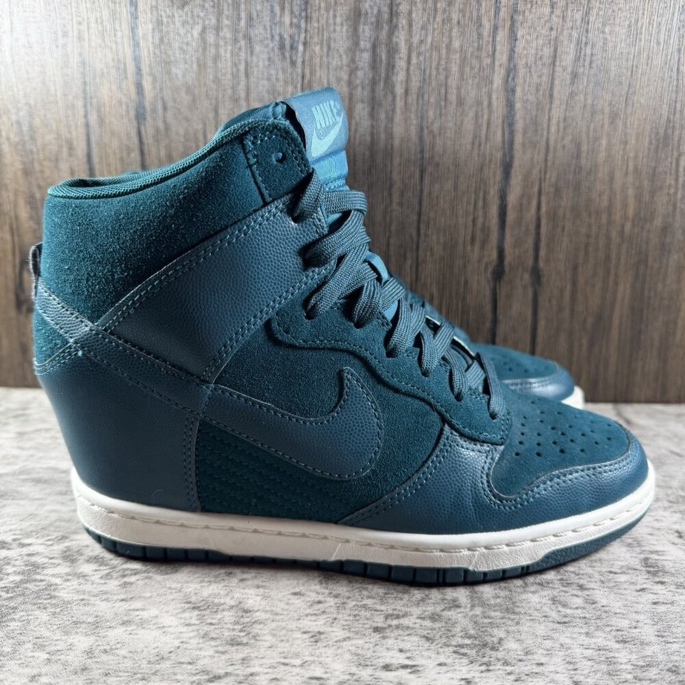 MINT 2013 Nike Dunk Sky Hi Essential Wedge Dark Sea Blue Women Sz 7 528899-300 - Picture 3 of 10